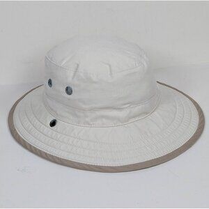 Wallaroo Explorer Sun Hat M/L Unisex White Tan Beige Neutral UV 50+ Wide Brim